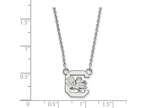Rhodium Over Sterling Silver LogoArt University of South Carolina Small Pendant Necklace