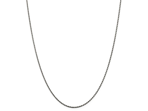 Rhodium Over Sterling Silver 1.5mm Diamond-cut Rope Chain