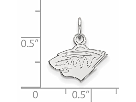 Rhodium Over Sterling Silver NHL LogoArt Minnesota Wild Extra Small Pendant