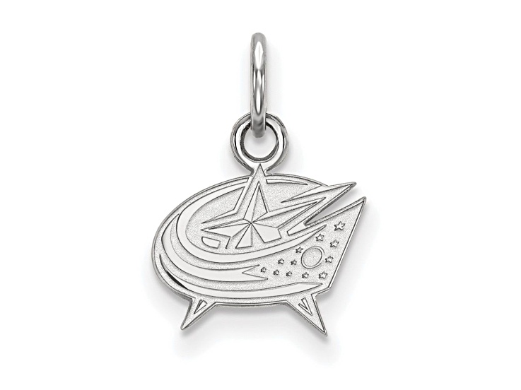 Rhodium Over Sterling Silver NHL LogoArt Columbus Blue Jackets Extra Small Pendant