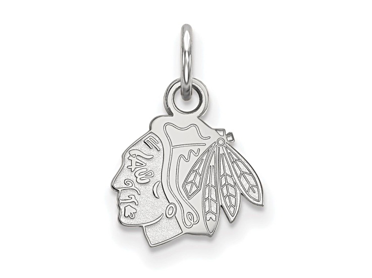 Rhodium Over Sterling Silver NHL LogoArt Chicago Blackhawks Extra Small Pendant