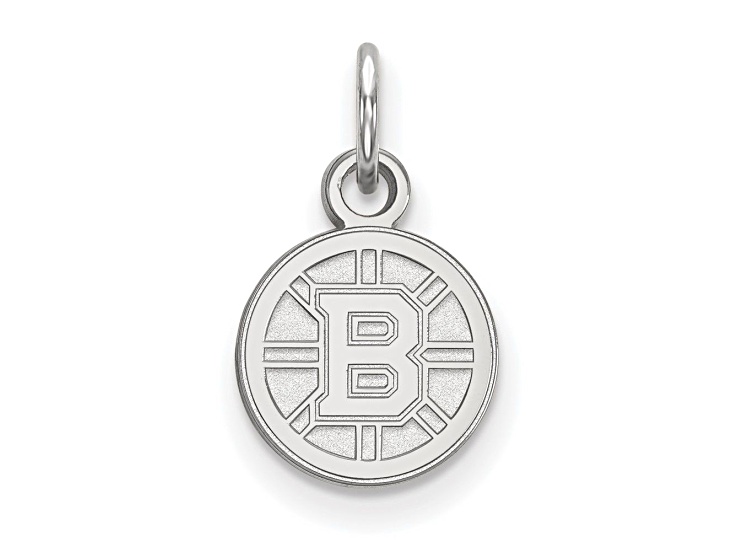 Rhodium Over Sterling Silver NHL LogoArt Boston Bruins Extra Small Pendant