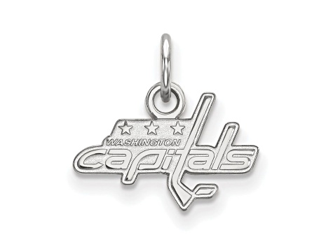 Rhodium Over Sterling Silver NHL LogoArt Washington Capitals Extra Small Pendant