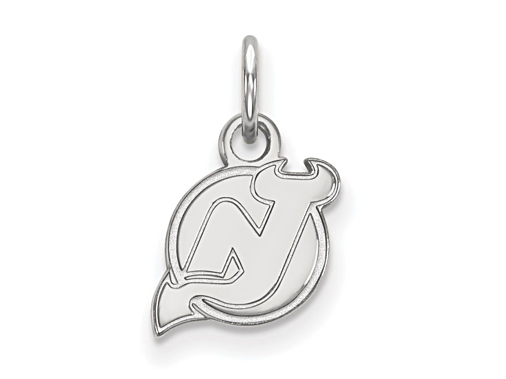 Rhodium Over Sterling Silver NHL LogoArt New Jersey Devils Extra Small Pendant