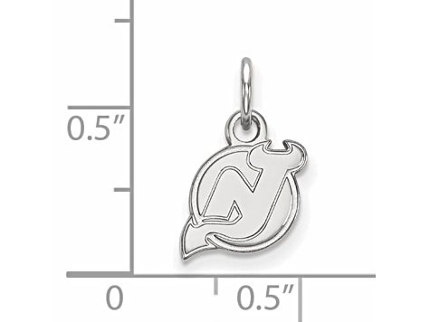 Rhodium Over Sterling Silver NHL LogoArt New Jersey Devils Extra Small Pendant