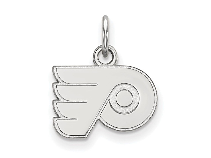 Rhodium Over Sterling Silver NHL LogoArt Philadelphia Flyers Extra Small Pendant