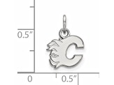 Rhodium Over Sterling Silver NHL LogoArt Calgary Flames Extra Small Pendant