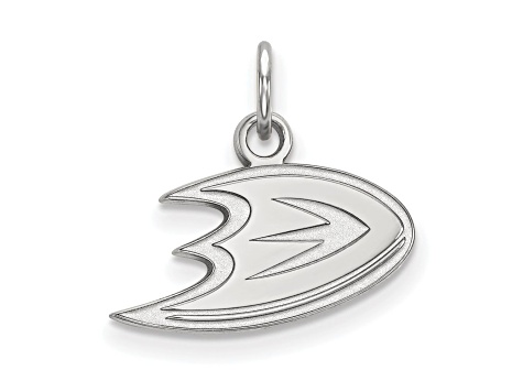 Rhodium Over Sterling Silver NHL LogoArt Anaheim Ducks Extra Small Pendant