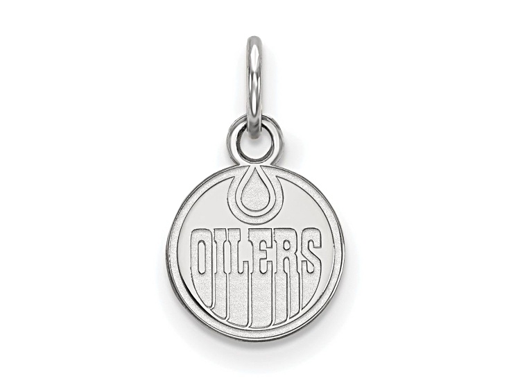 Rhodium Over Sterling Silver NHL LogoArt Edmonton Oilers Extra Small Pendant