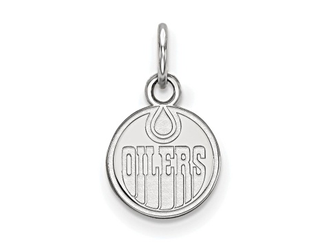 Rhodium Over Sterling Silver NHL LogoArt Edmonton Oilers Extra Small Pendant