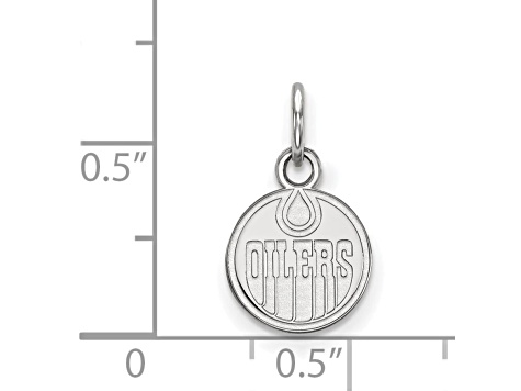 Rhodium Over Sterling Silver NHL LogoArt Edmonton Oilers Extra Small Pendant