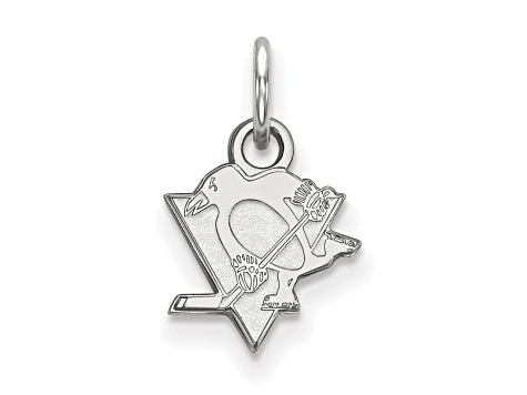 Rhodium Over Sterling Silver NHL LogoArt Pittsburgh Penguins Extra Small Pendant