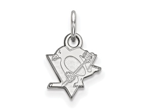 Rhodium Over Sterling Silver NHL LogoArt Pittsburgh Penguins Extra Small Pendant