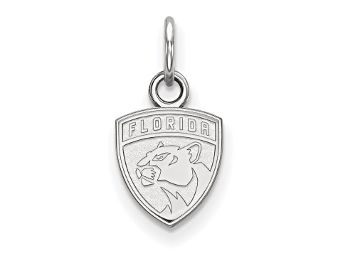 Rhodium Over Sterling Silver NHL LogoArt Florida Panthers Extra Small Pendant