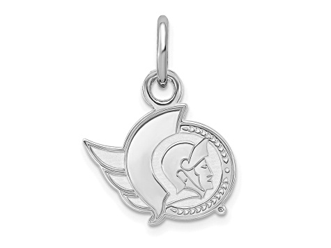 Rhodium Over Sterling Silver NHL LogoArt Ottawa Senators Extra Small Pendant