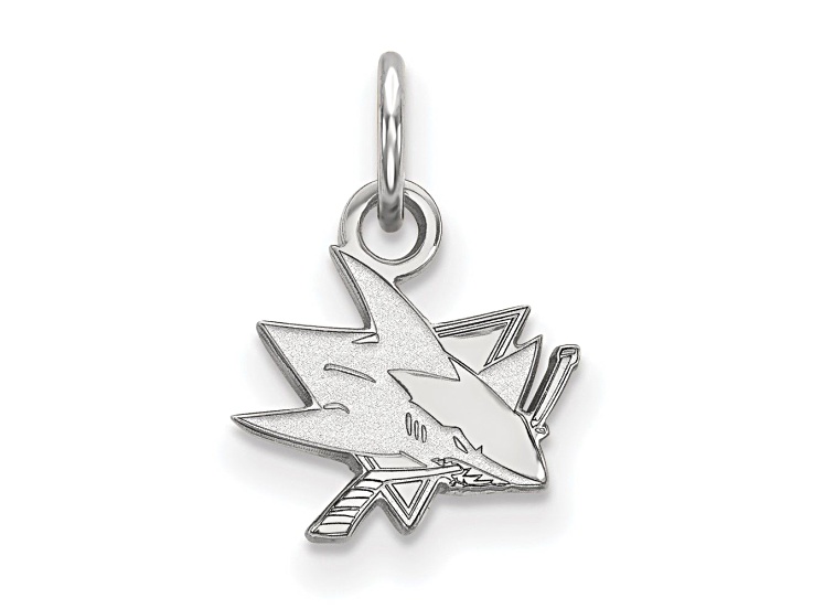 Rhodium Over Sterling Silver NHL LogoArt San Jose Sharks Extra Small Pendant