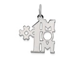 Rhodium Over Sterling Silver # 1 Mom Polished Charm