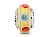 Sterling Silver Yellow Hand-blown Glass Bead