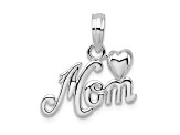 Sterling Silver Polished Mom with Heart Pendant