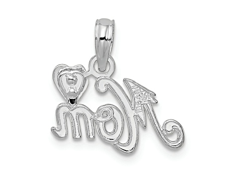 Sterling Silver Polished Mom with Heart Pendant