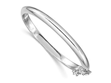 Picture of Rhodium Over Sterling Silver Polished 4mm with Safety Hinged Children's Bangle