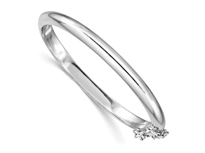 Rhodium Over Sterling Silver Polished 4mm with Safety Hinged Children's Bangle