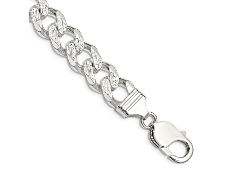 Sterling Silver 10.5mm Pavé Curb Chain Bracelet