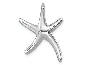 Rhodium Over Sterling Silver Polished Starfish Chain Slide Pendant