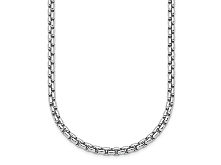 Rhodium Over Sterling Silver 4.0mm Box 18 Inch Chain - 123NWB | JTV