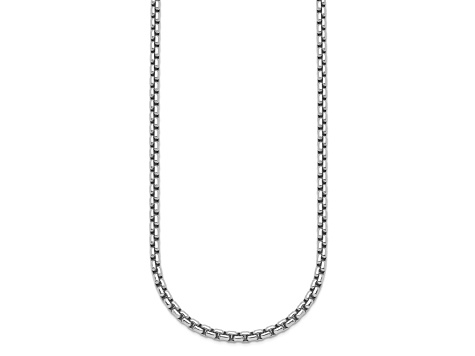 Rhodium Over Sterling Silver 4.0mm Box 18 Inch Chain - 123NWB | JTV