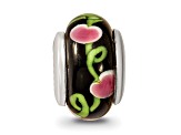 Sterling Silver Black Hand-blown Glass Bead