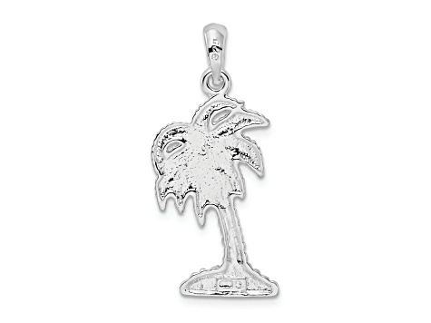 Rhodium Over Sterling Silver Polished Small Palmetto Tree Pendant