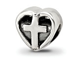 Sterling Silver Kids Heart with Cross Bead