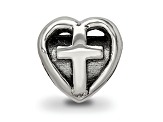 Sterling Silver Kids Heart with Cross Bead