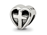 Sterling Silver Kids Heart with Cross Bead