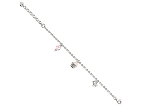 Sterling Silver Children's Lollipop, Cupcake & Heart Bracelet Sterling Silver Children's Lollipop, Cupcake & Heart Bracelet