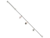 Sterling Silver Enamel Lollipop, Cupcake and Heart with 1.5-inch Extension Children's Bracelet