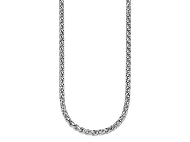 Rhodium Over Sterling Silver 3.0mm Wheat 24 Inch Chain - 1250YC | JTV
