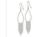 Sterling Silver Polished Teardrop and Beaded Chain Dangle Earrings