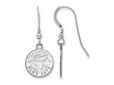 Rhodium Over Sterling Silver MLB LogoArt Toronto Blue Jays Athletics Dangle Earrings