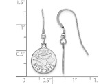 Rhodium Over Sterling Silver MLB LogoArt Toronto Blue Jays Athletics Dangle Earrings