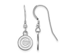 Rhodium Over Sterling Silver MLB LogoArt Chicago Cubs Dangle Earrings