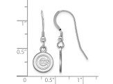 Rhodium Over Sterling Silver MLB LogoArt Chicago Cubs Dangle Earrings