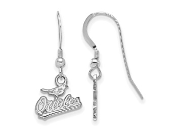 Picture of Rhodium Over Sterling Silver MLB LogoArt Baltimore Orioles Dangle Earrings