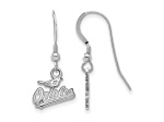 Rhodium Over Sterling Silver MLB LogoArt Baltimore Orioles Dangle Earrings