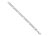 Sterling Silver 8mm Pavé Flat Figaro Chain Bracelet