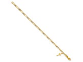 14K Yellow Gold Over Sterling Silver Cross Charm Child's 6in with 1-inch Extensions Bracelet