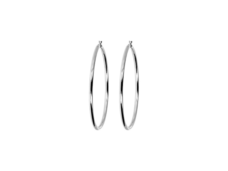 Sterling Silver Polished 2-1/2" Round Hoop Earrings
