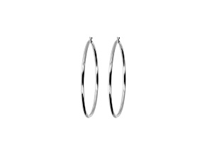 Sterling Silver Polished 2-1/2" Round Hoop Earrings