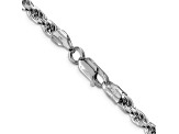 Rhodium Over Sterling Silver 4.75mm Diamond-cut Rope Chain